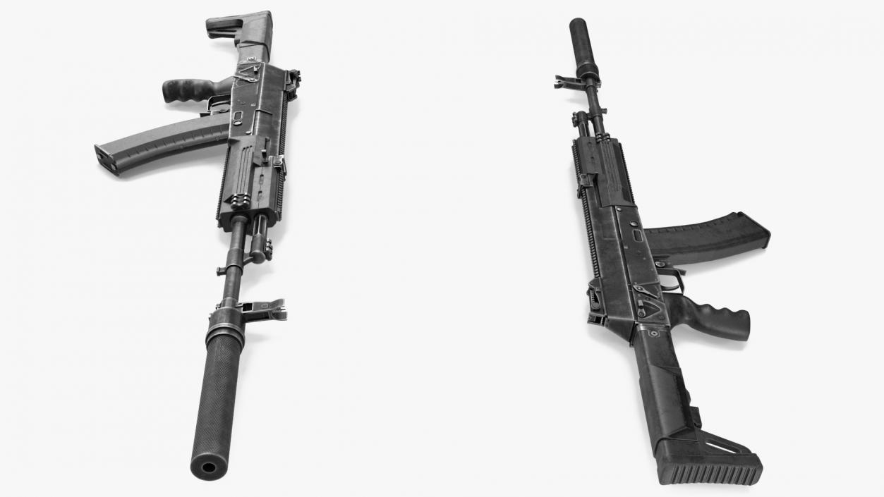 3D model Russian Assault Rifle AK-12 2011 with Silencer Old