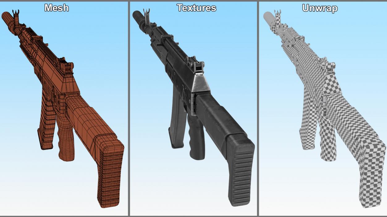 3D model Russian Assault Rifle AK-12 2011 with Silencer Old