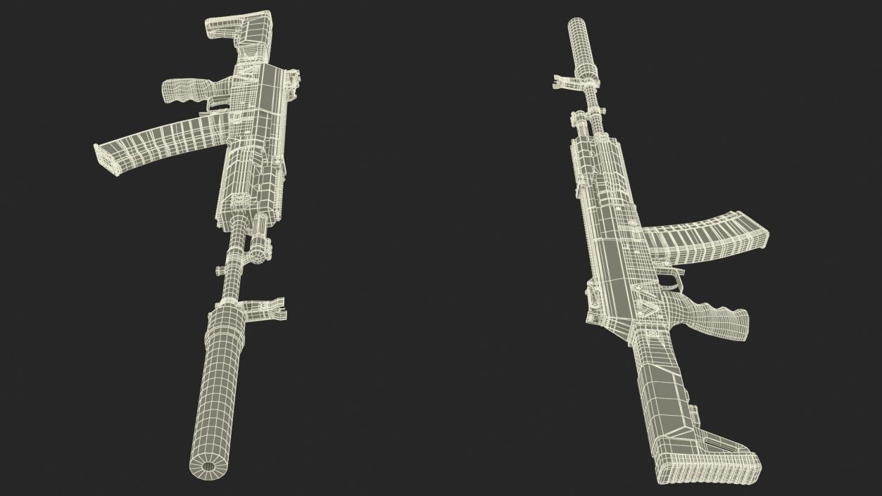 3D model Russian Assault Rifle AK-12 2011 with Silencer Old