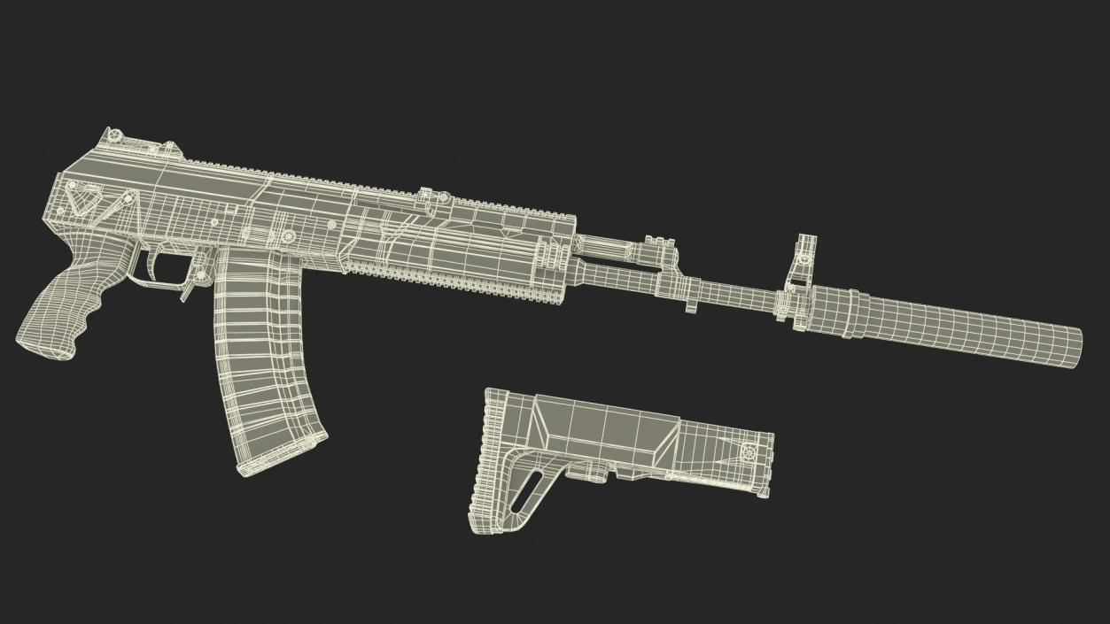 3D model Russian Assault Rifle AK-12 2011 with Silencer Old