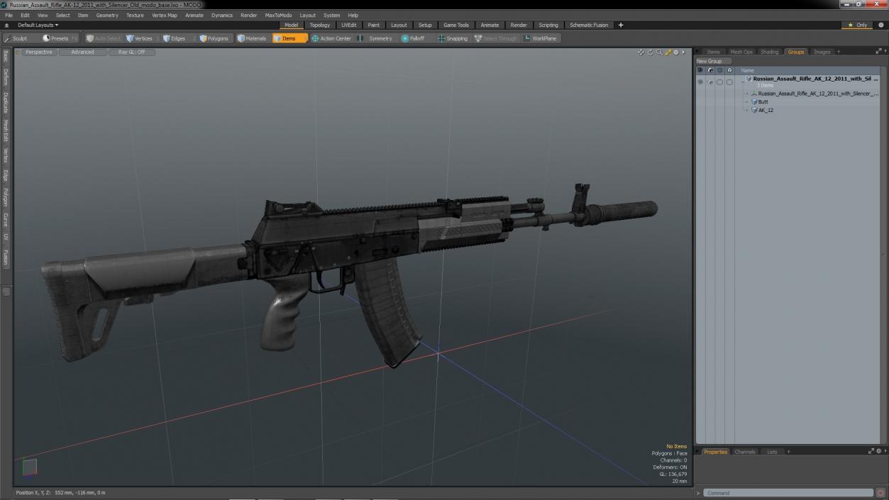 3D model Russian Assault Rifle AK-12 2011 with Silencer Old