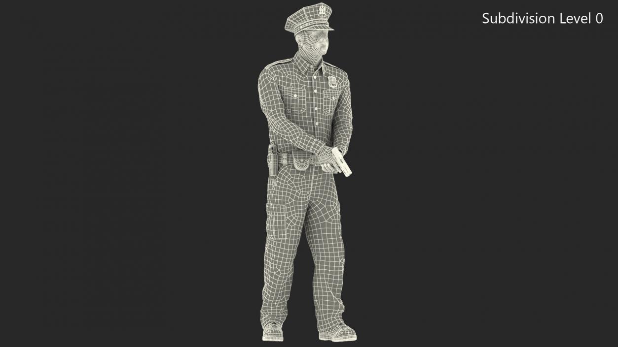 3D NY Police Officer Attention Pose Fur