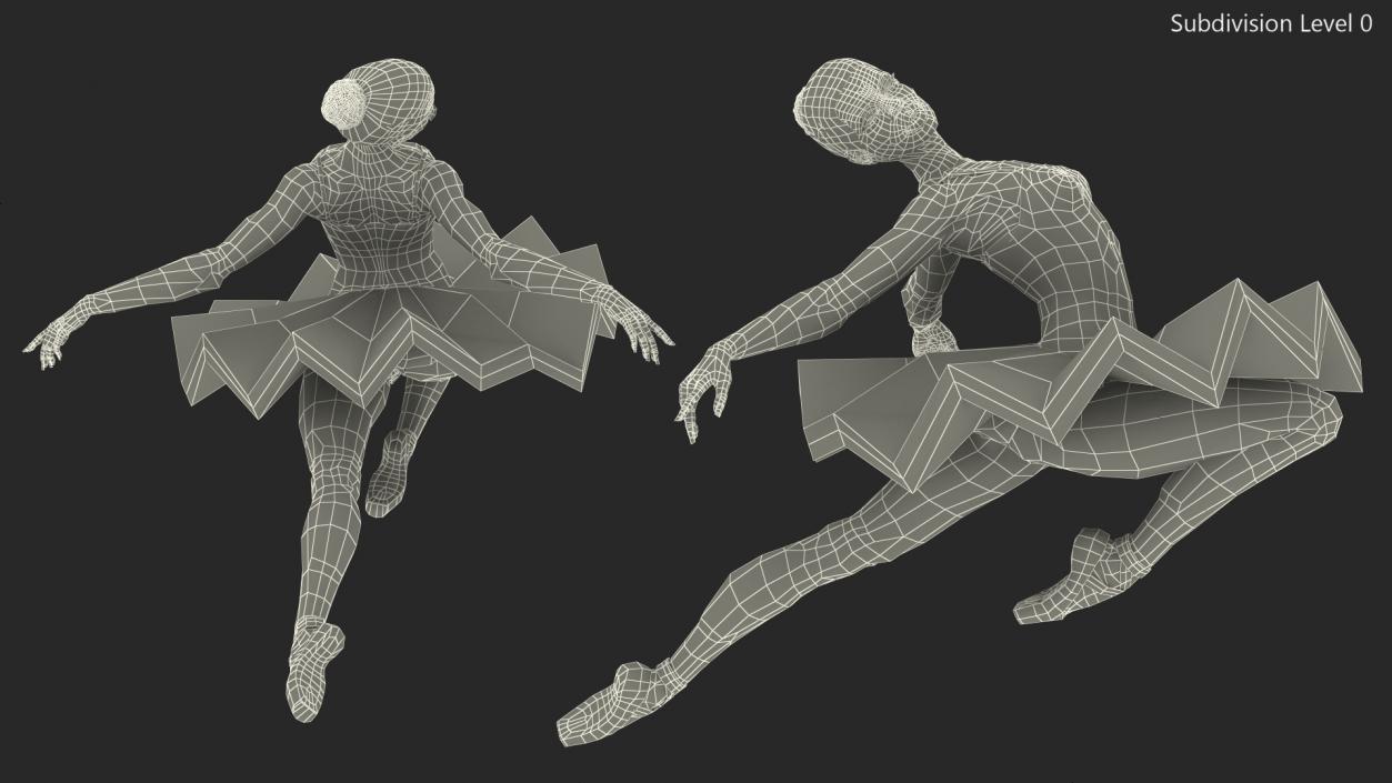 Light Skinned Black Ballerina Jump Pose 3D model