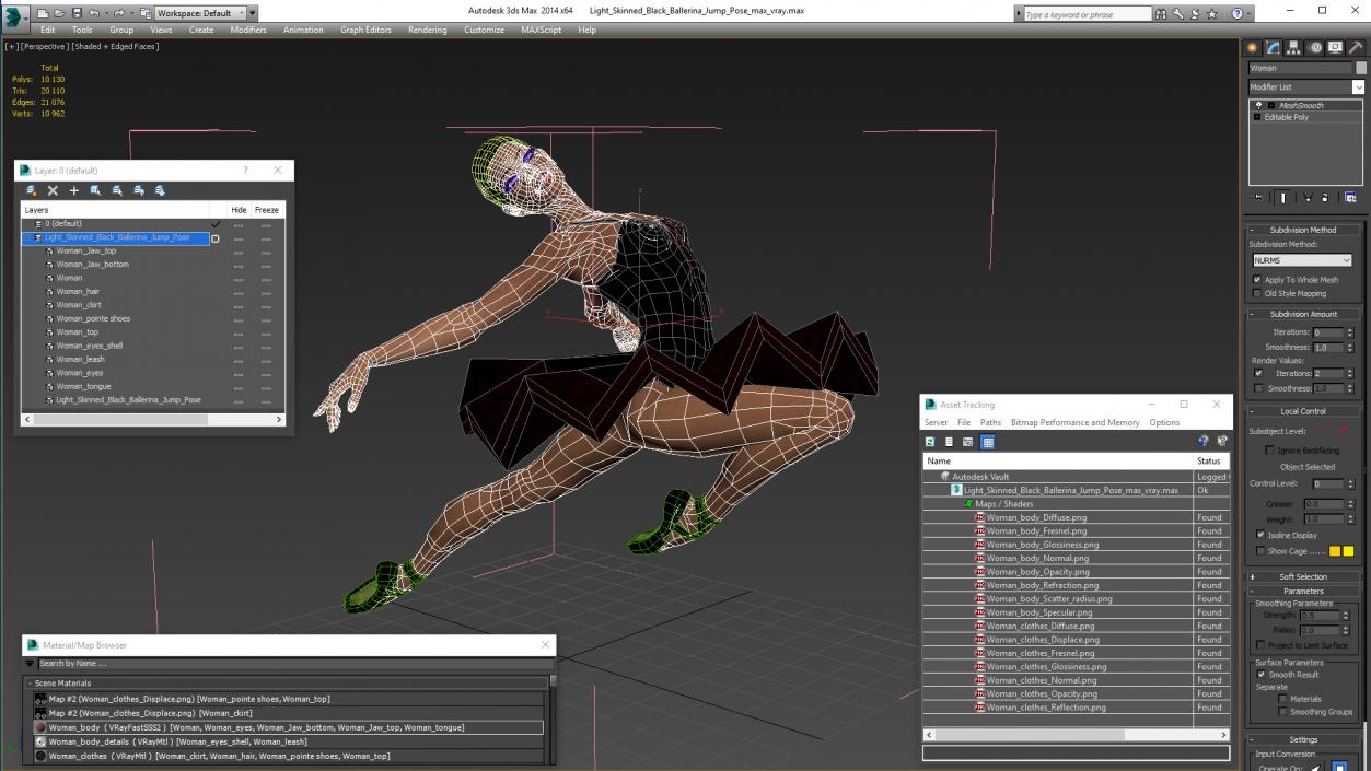 Light Skinned Black Ballerina Jump Pose 3D model