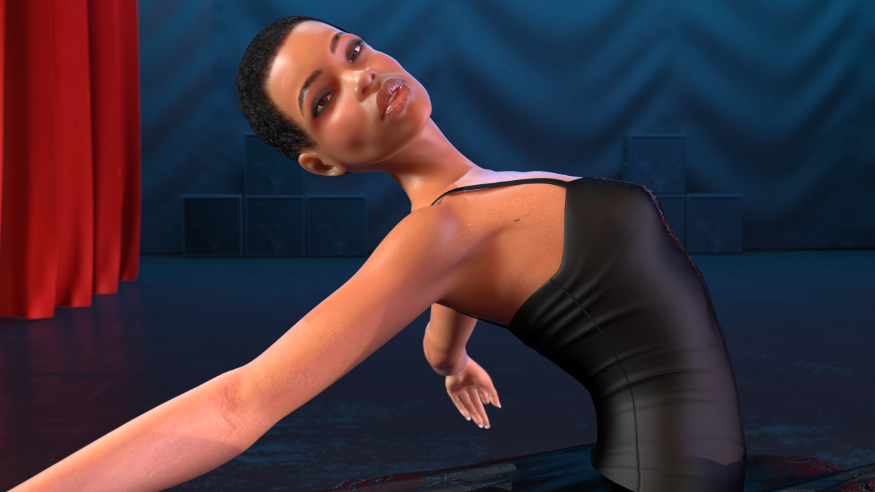 Light Skinned Black Ballerina Jump Pose 3D model