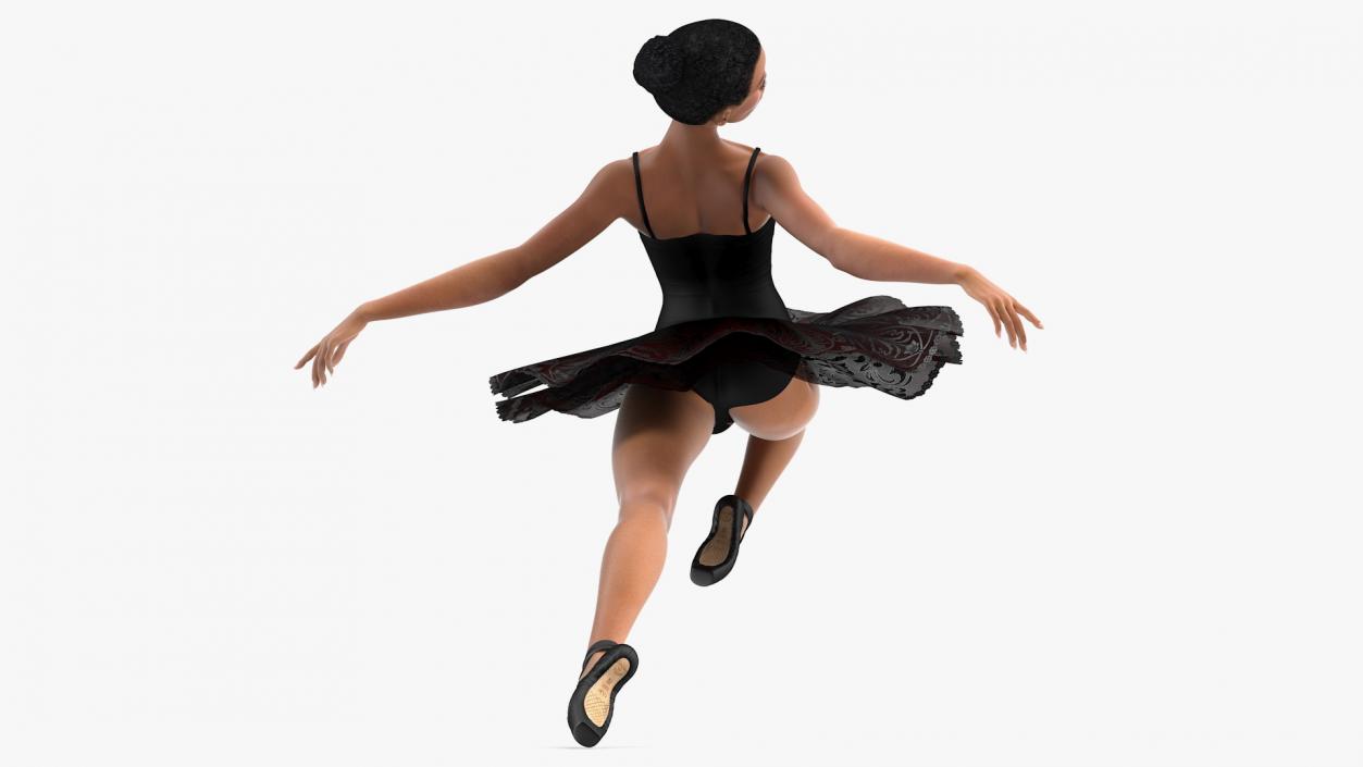 Light Skinned Black Ballerina Jump Pose 3D model