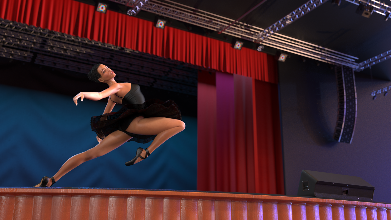 Light Skinned Black Ballerina Jump Pose 3D model