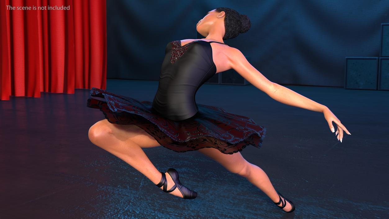 Light Skinned Black Ballerina Jump Pose 3D model