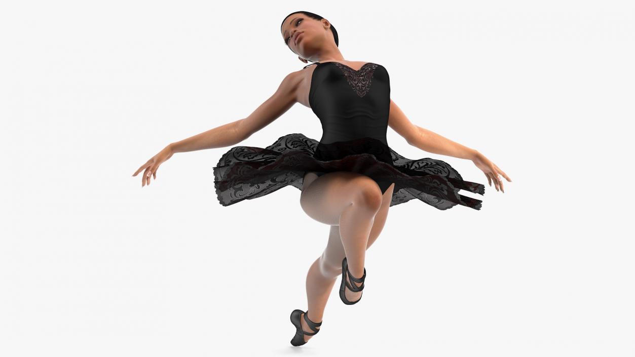 Light Skinned Black Ballerina Jump Pose 3D model