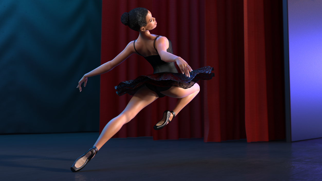 Light Skinned Black Ballerina Jump Pose 3D model