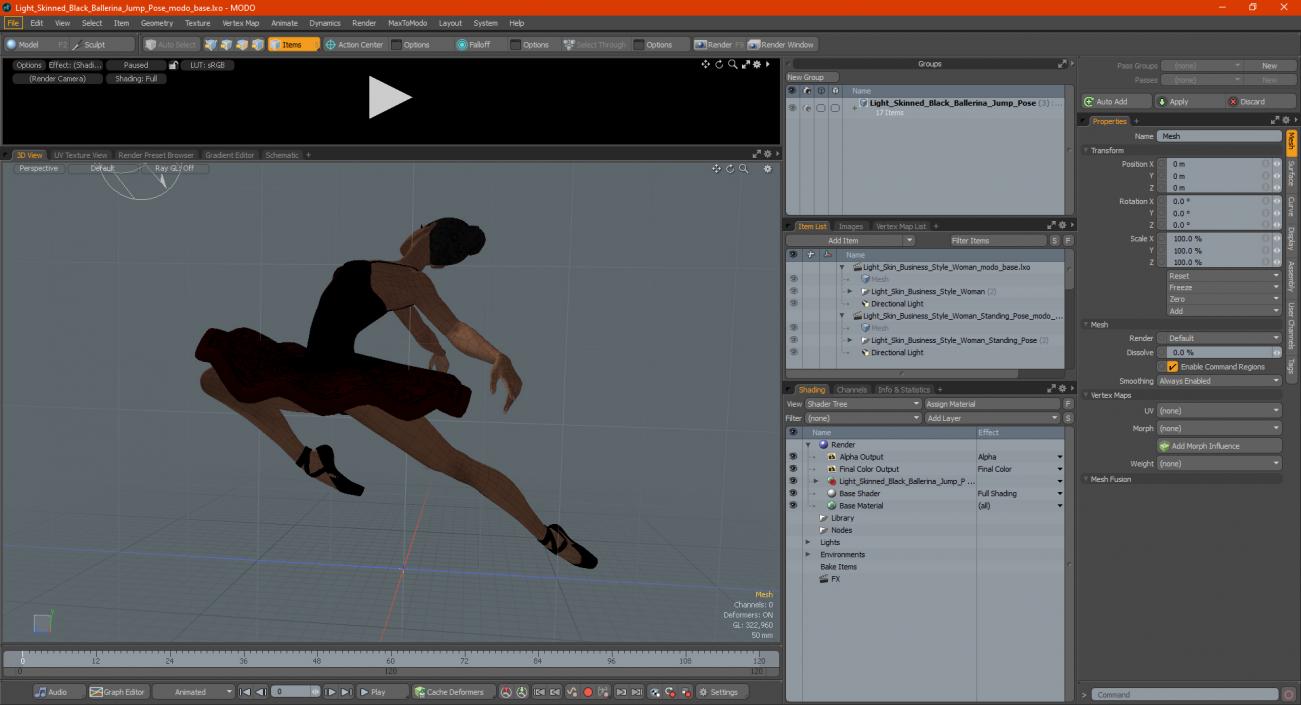 Light Skinned Black Ballerina Jump Pose 3D model