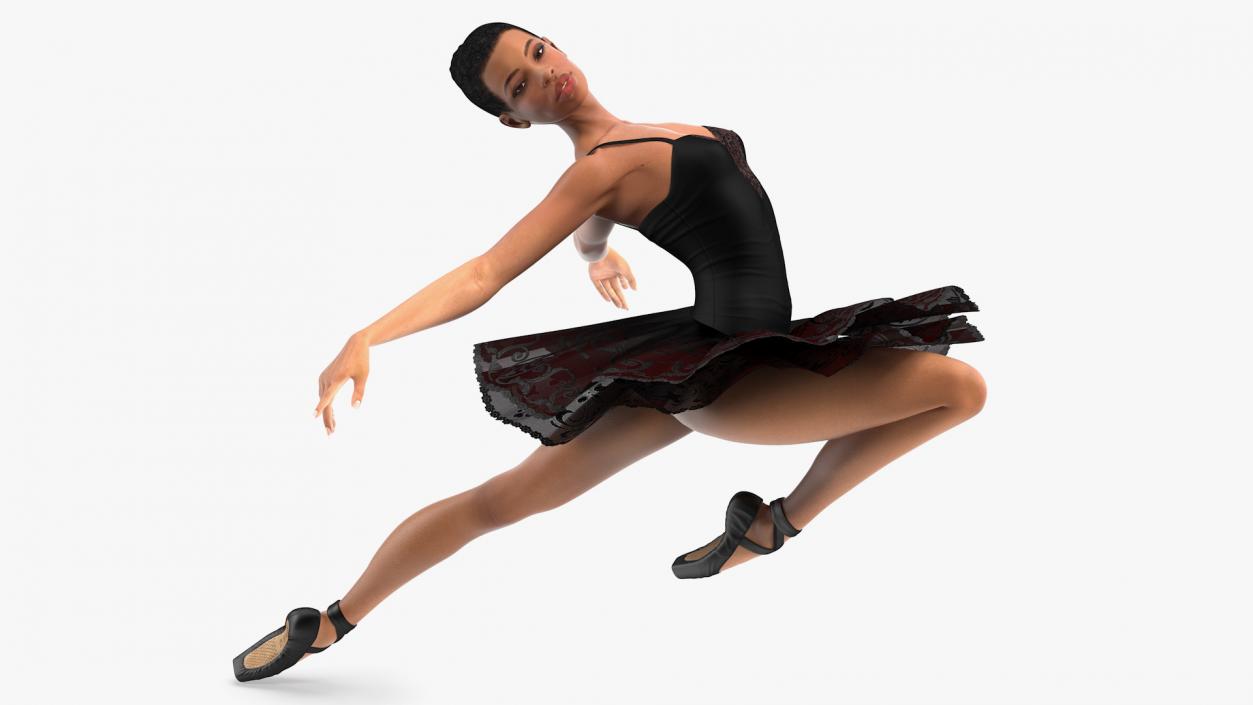 Light Skinned Black Ballerina Jump Pose 3D model