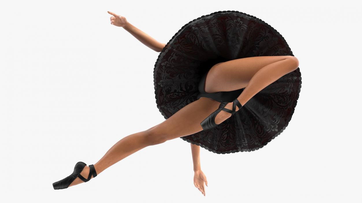 Light Skinned Black Ballerina Jump Pose 3D model