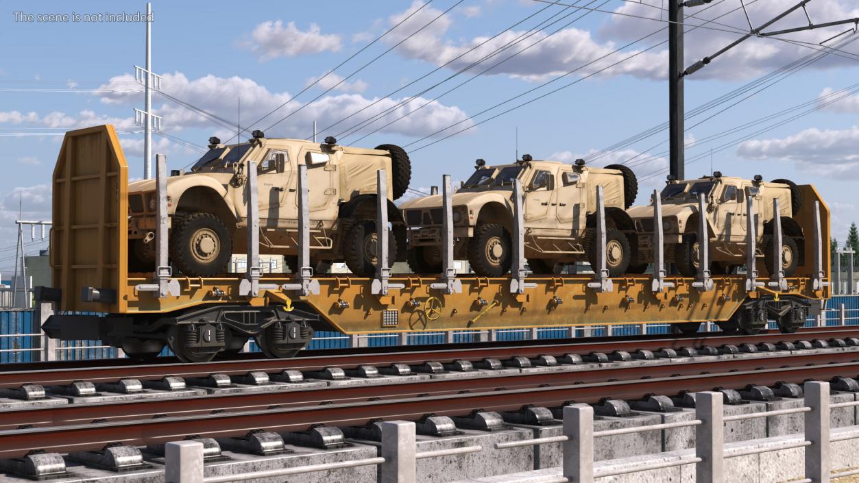 Stake Wagon Loaded with Oshkosh Military Vehicles 3D model