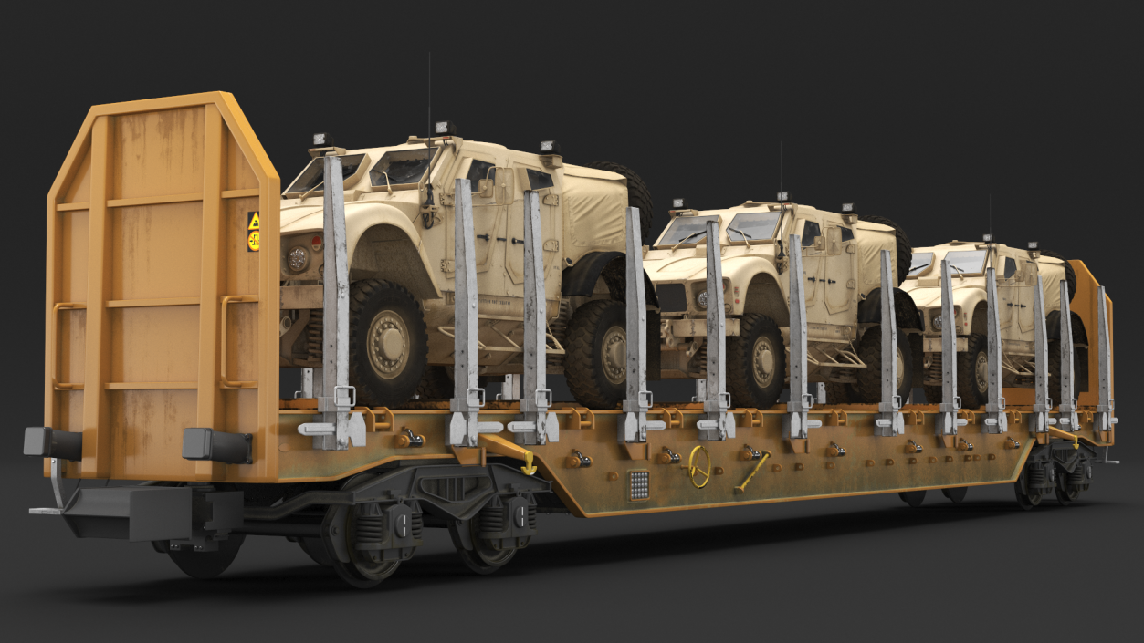 Stake Wagon Loaded with Oshkosh Military Vehicles 3D model