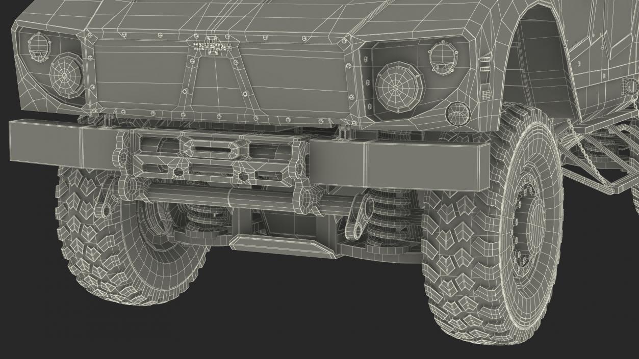 Stake Wagon Loaded with Oshkosh Military Vehicles 3D model