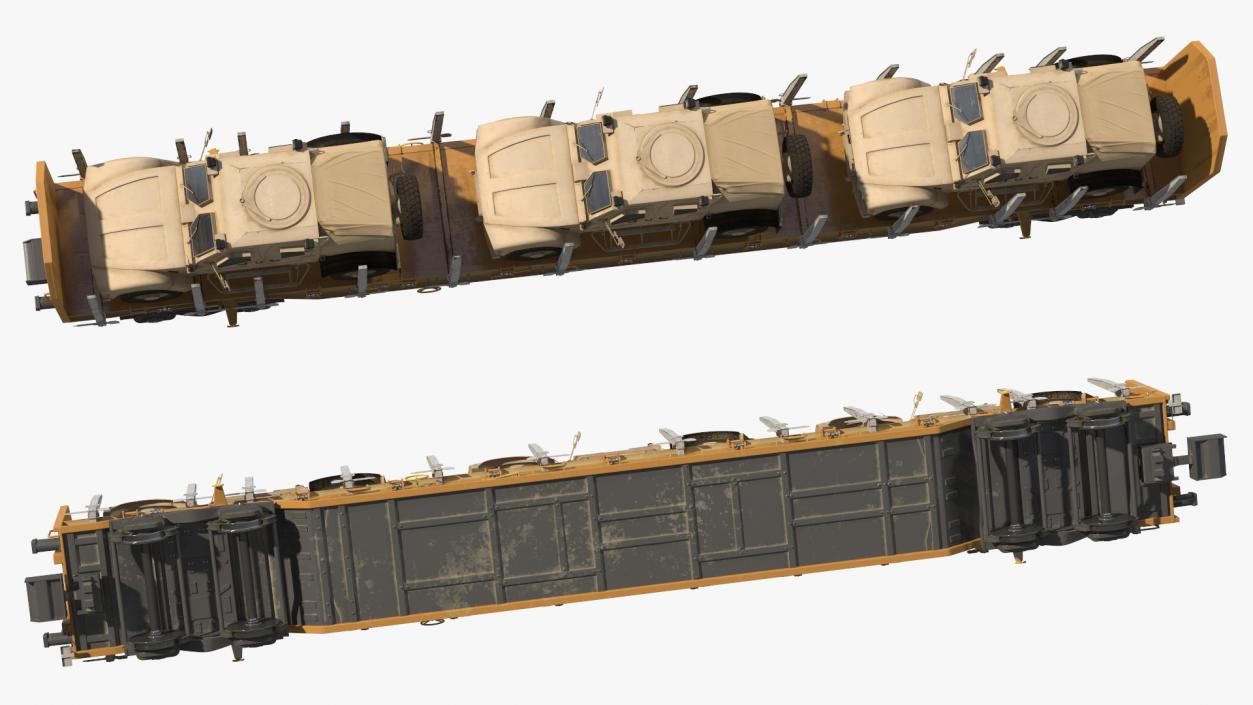 Stake Wagon Loaded with Oshkosh Military Vehicles 3D model