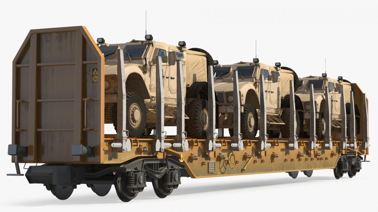 Stake Wagon Loaded with Oshkosh Military Vehicles 3D model