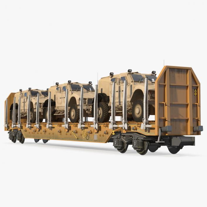 Stake Wagon Loaded with Oshkosh Military Vehicles 3D model