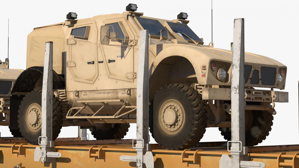 Stake Wagon Loaded with Oshkosh Military Vehicles 3D model