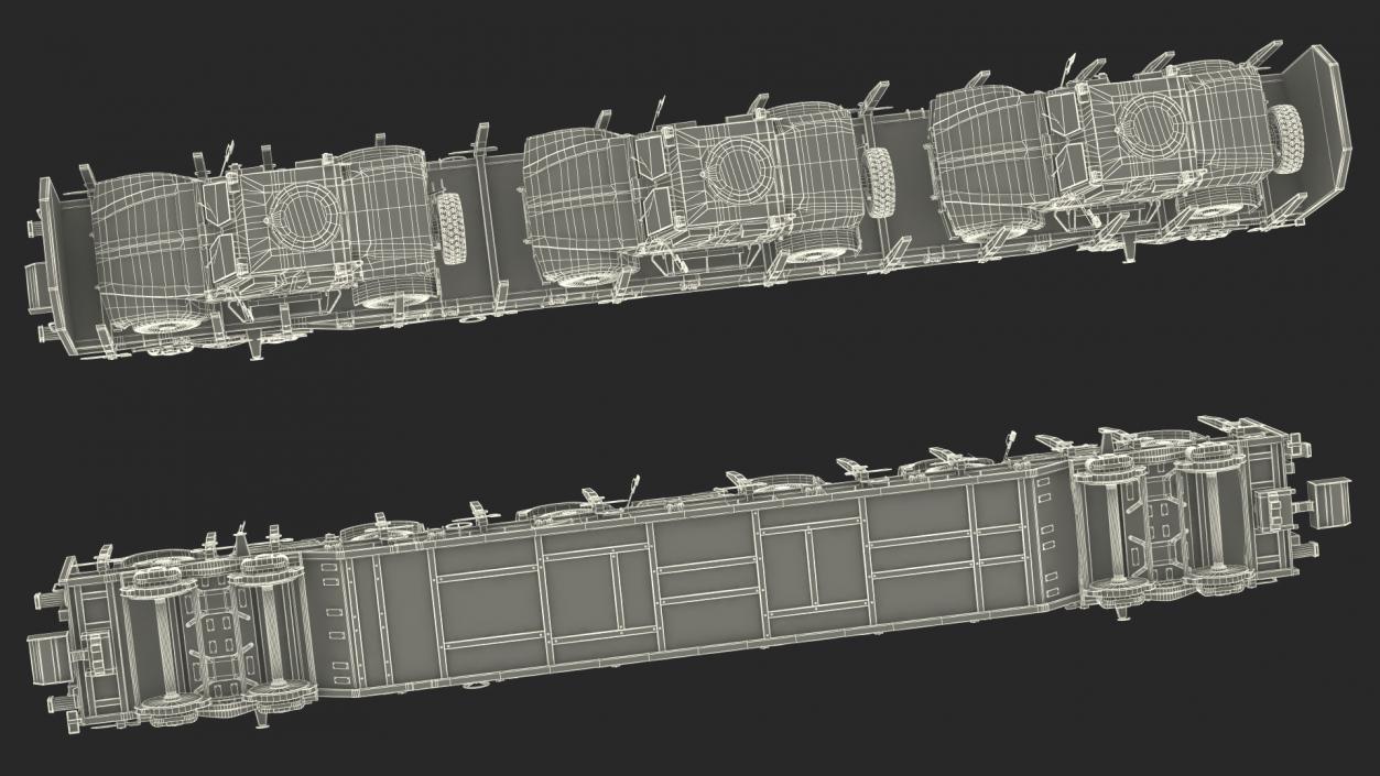 Stake Wagon Loaded with Oshkosh Military Vehicles 3D model