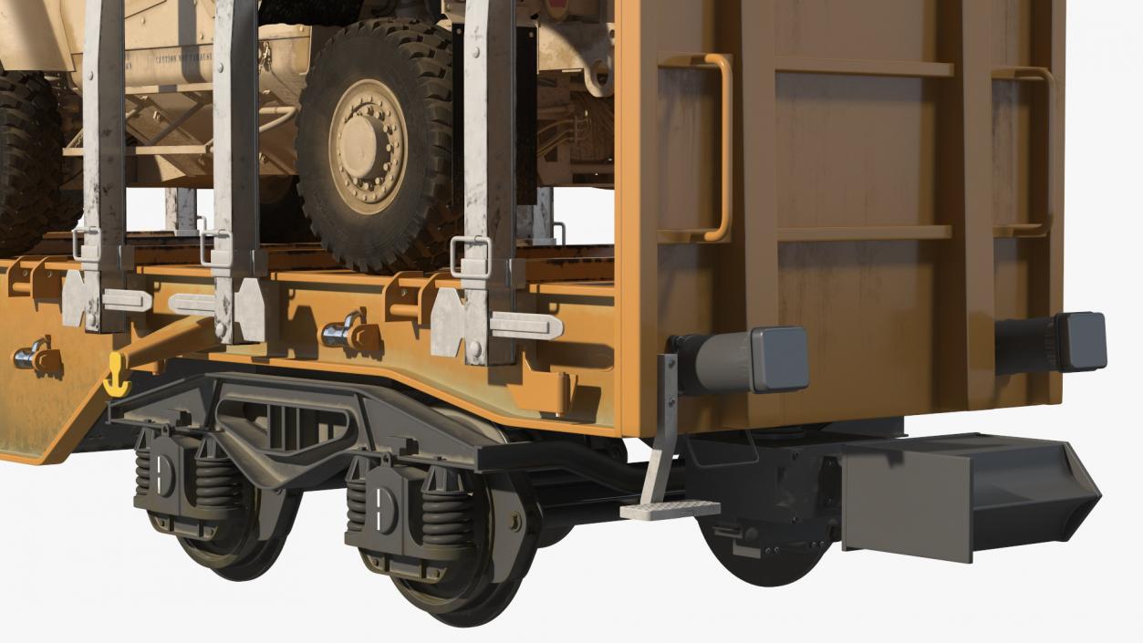 Stake Wagon Loaded with Oshkosh Military Vehicles 3D model