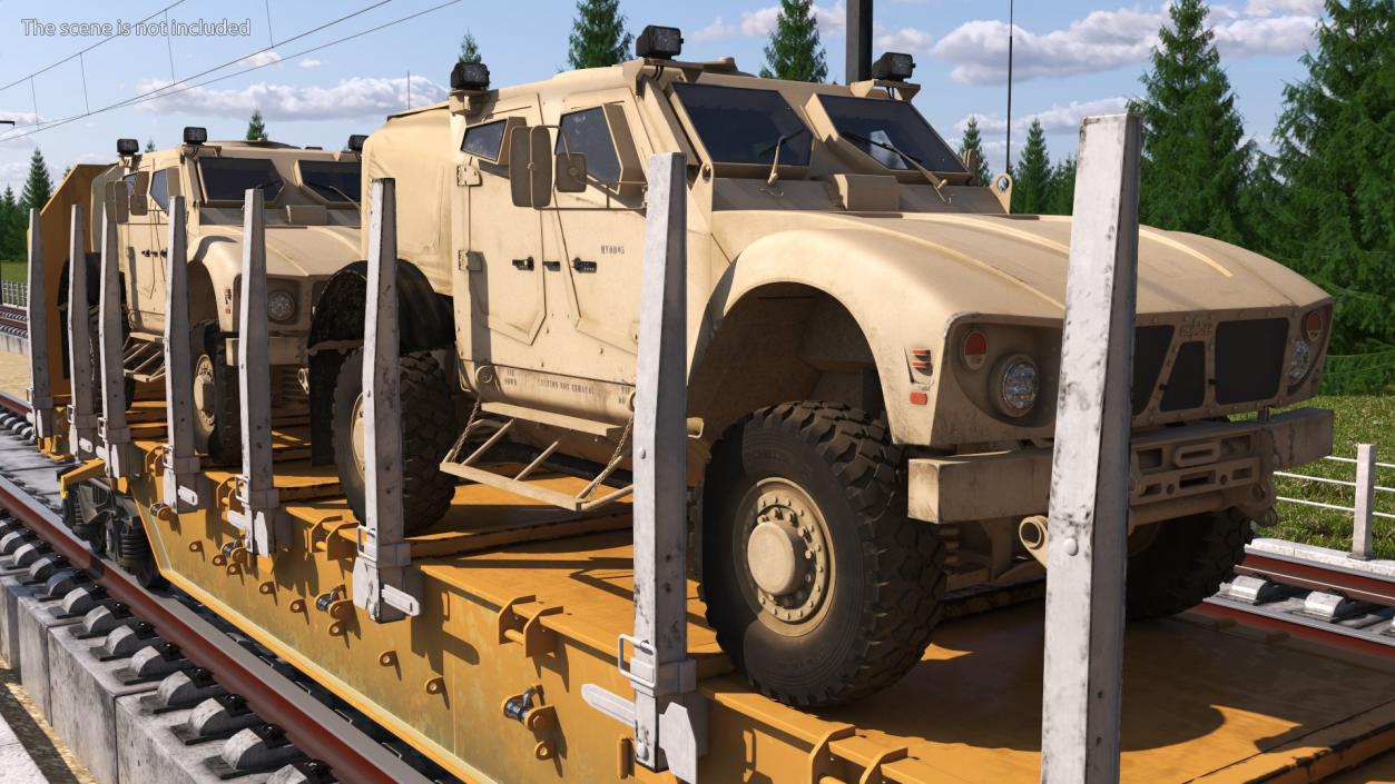 Stake Wagon Loaded with Oshkosh Military Vehicles 3D model