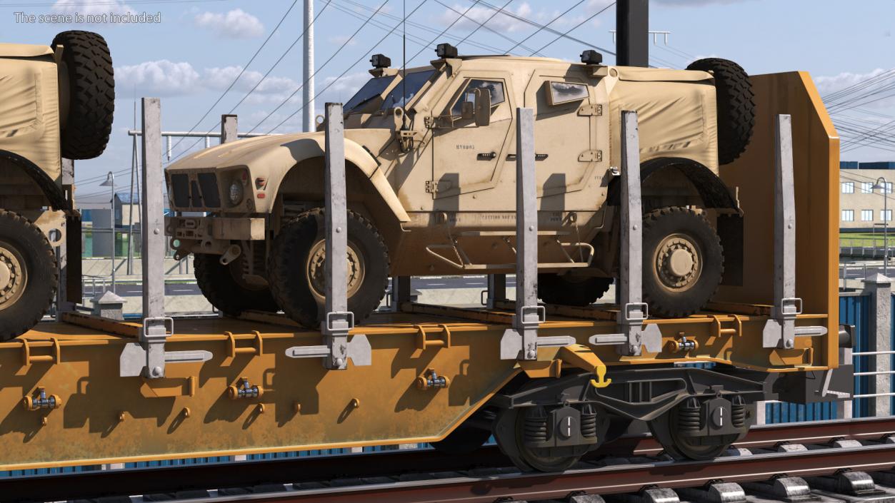 Stake Wagon Loaded with Oshkosh Military Vehicles 3D model