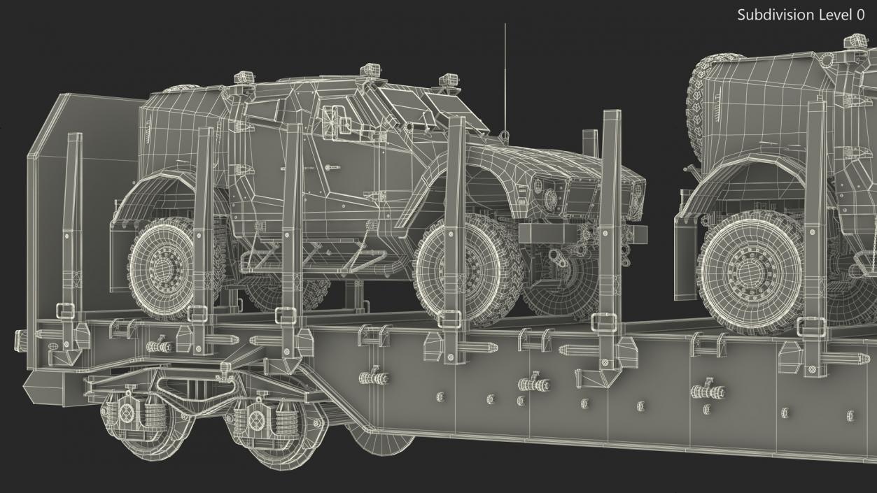 Stake Wagon Loaded with Oshkosh Military Vehicles 3D model