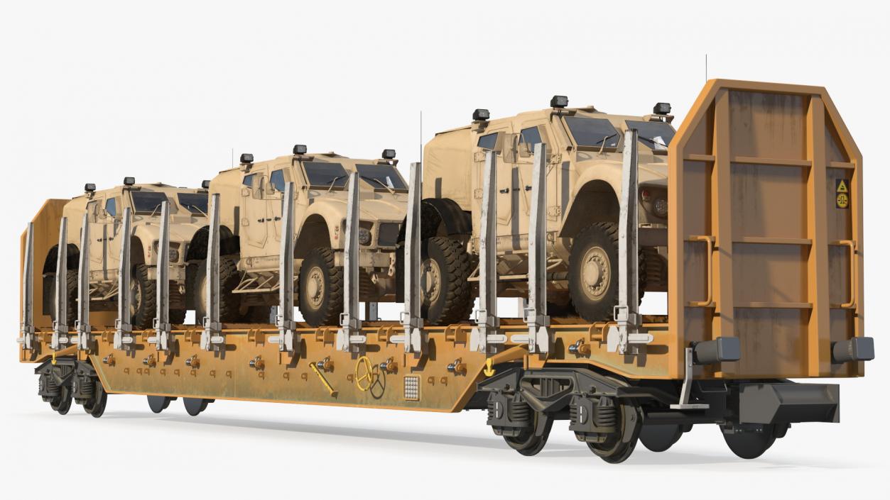 Stake Wagon Loaded with Oshkosh Military Vehicles 3D model