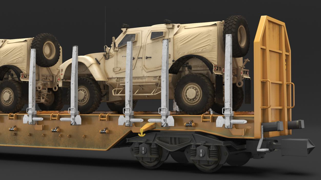 Stake Wagon Loaded with Oshkosh Military Vehicles 3D model