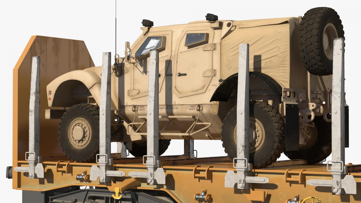 Stake Wagon Loaded with Oshkosh Military Vehicles 3D model