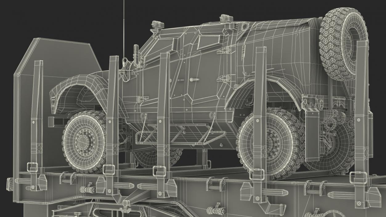 Stake Wagon Loaded with Oshkosh Military Vehicles 3D model