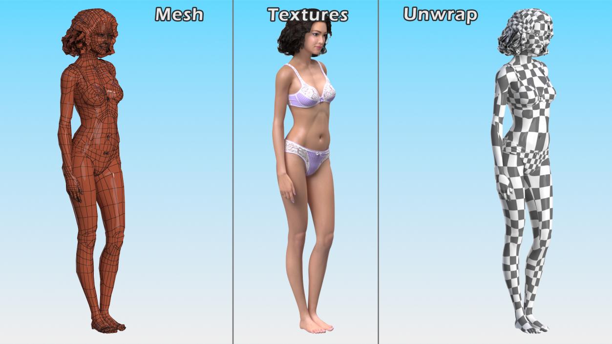 Asian Women in Lingerie Collection 3D model