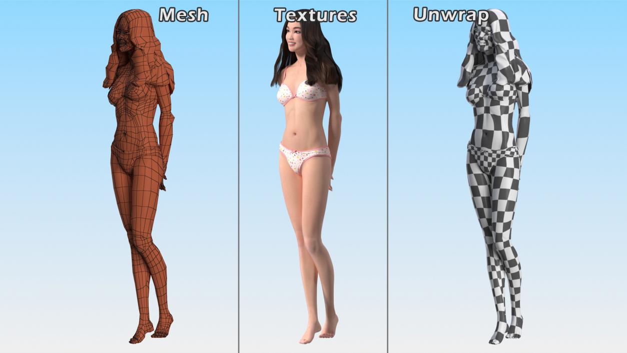 Asian Women in Lingerie Collection 3D model