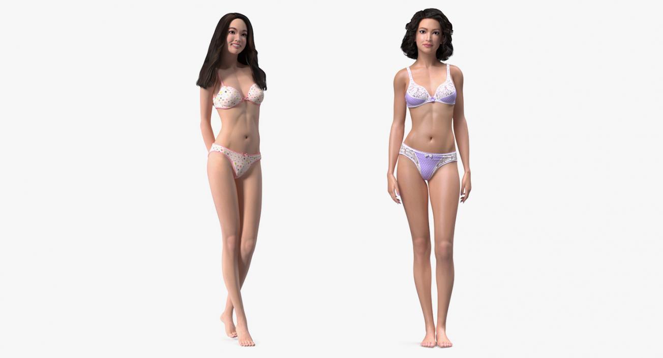 Asian Women in Lingerie Collection 3D model