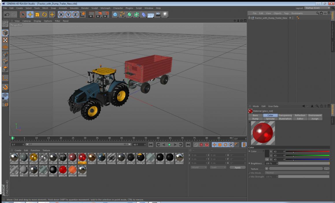 Tractor with Dump Trailer New 3D model