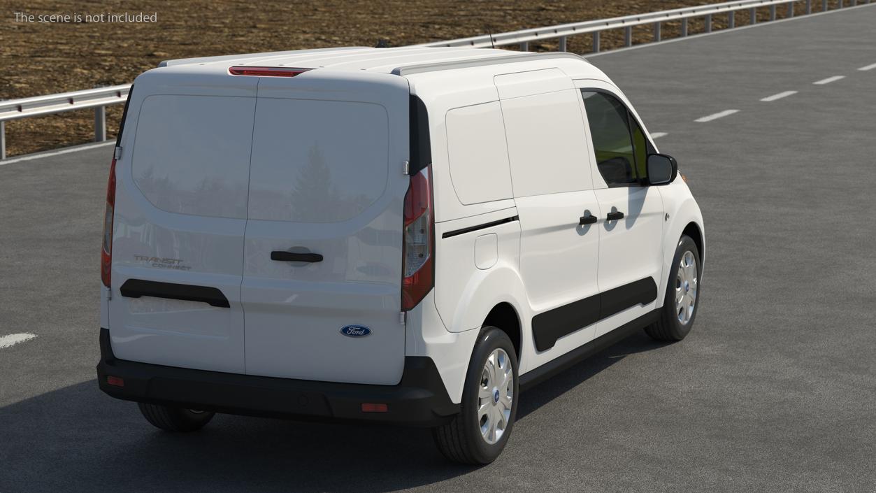 Ford Transit Connect Barn Doors White Rigged 3D model