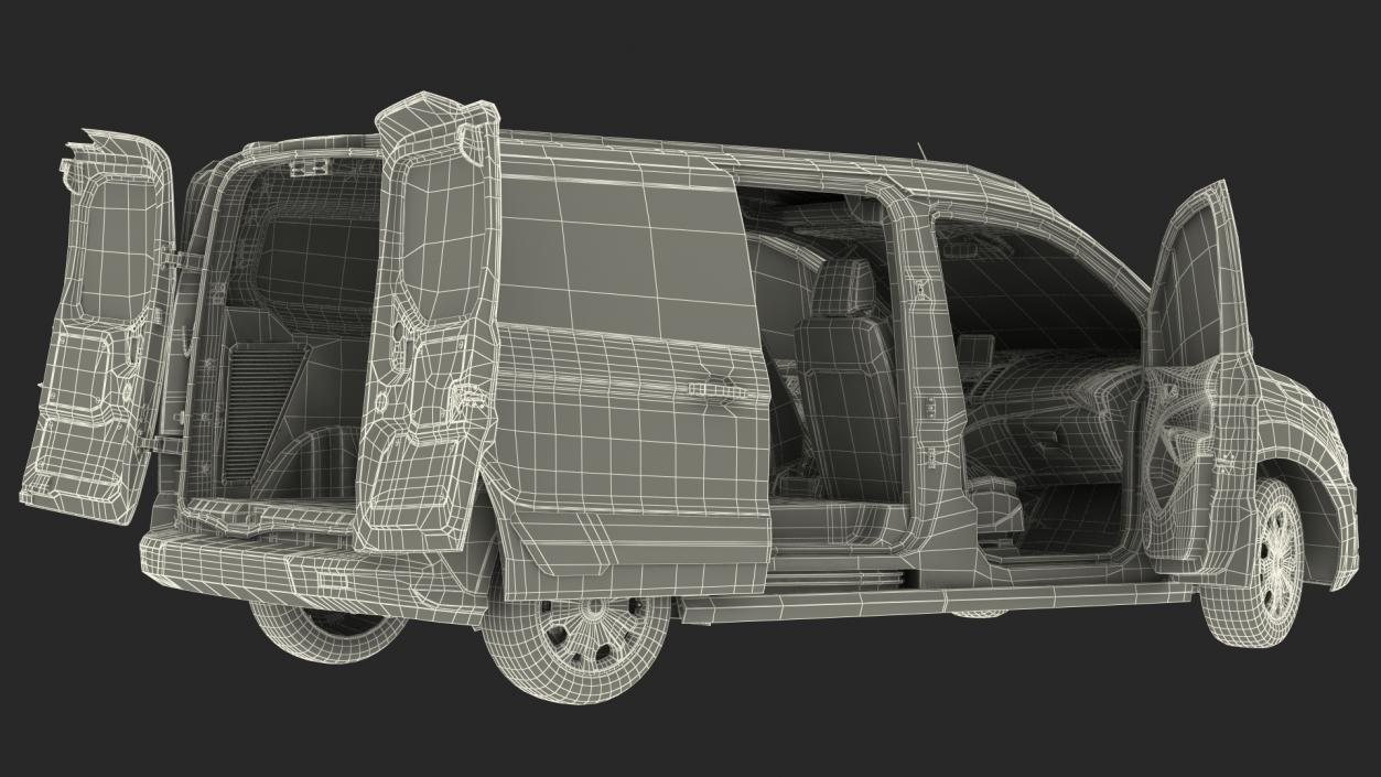 Ford Transit Connect Barn Doors White Rigged 3D model