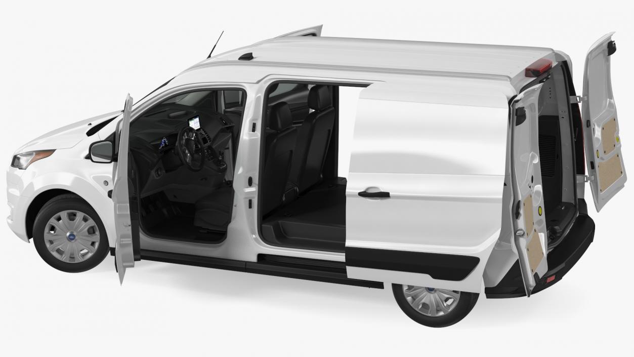 Ford Transit Connect Barn Doors White Rigged 3D model