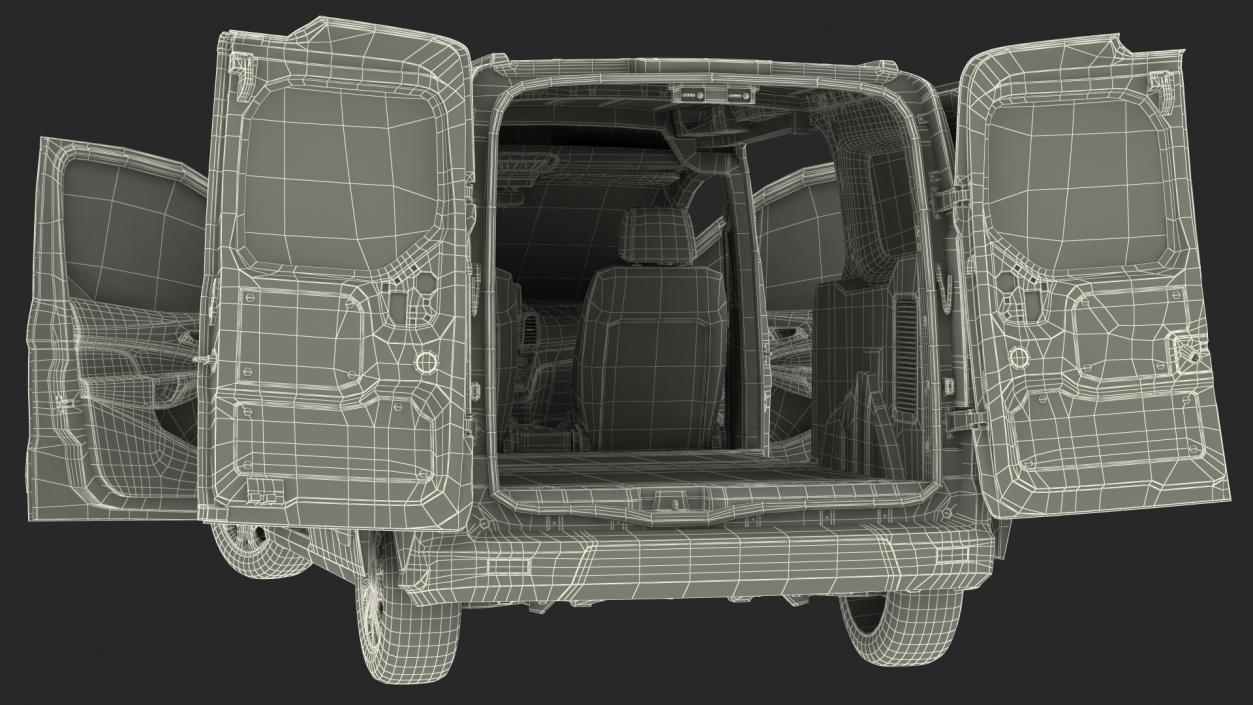 Ford Transit Connect Barn Doors White Rigged 3D model