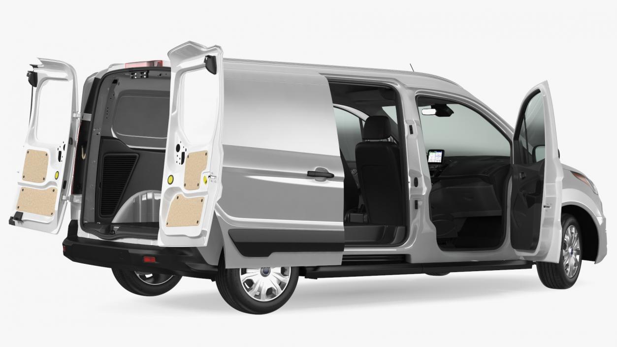 Ford Transit Connect Barn Doors White Rigged 3D model