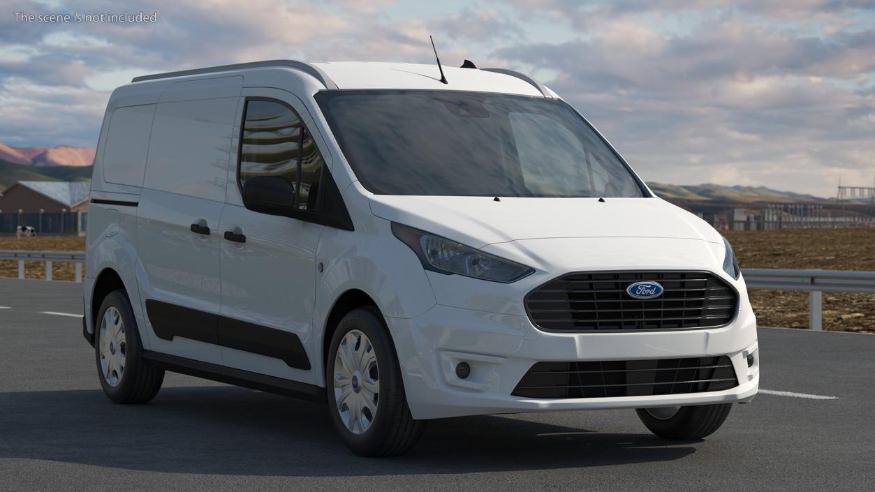 Ford Transit Connect Barn Doors White Rigged 3D model