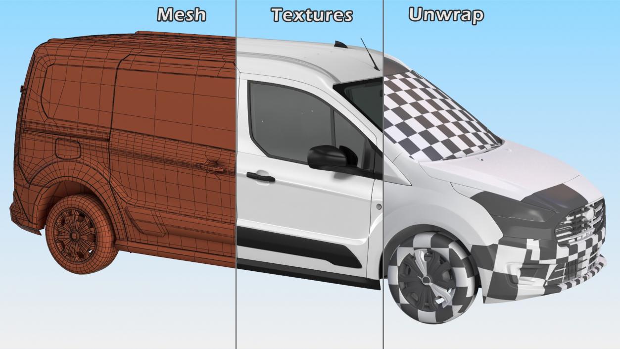 Ford Transit Connect Barn Doors White Rigged 3D model