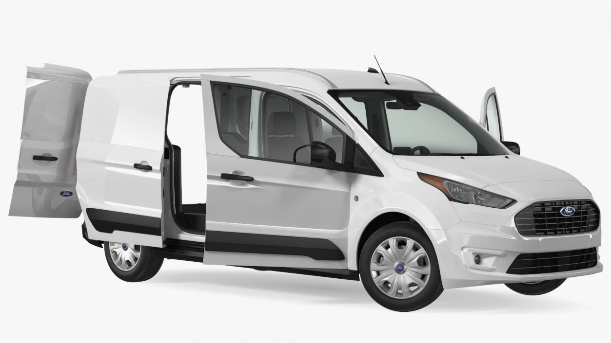 Ford Transit Connect Barn Doors White Rigged 3D model