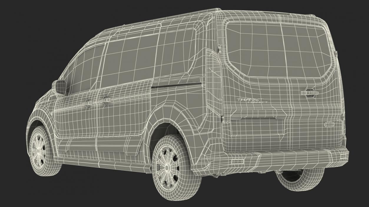 Ford Transit Connect Barn Doors White Rigged 3D model