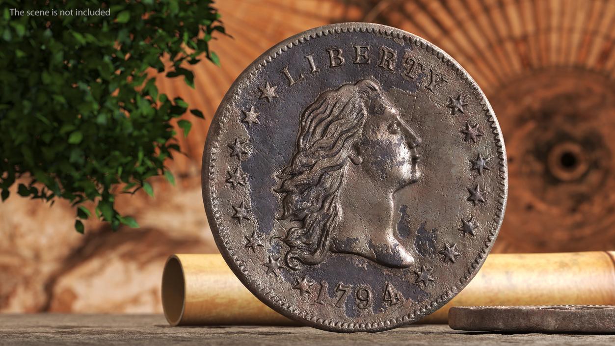 3D Flowing Hair Silver Dollar Coin 1794