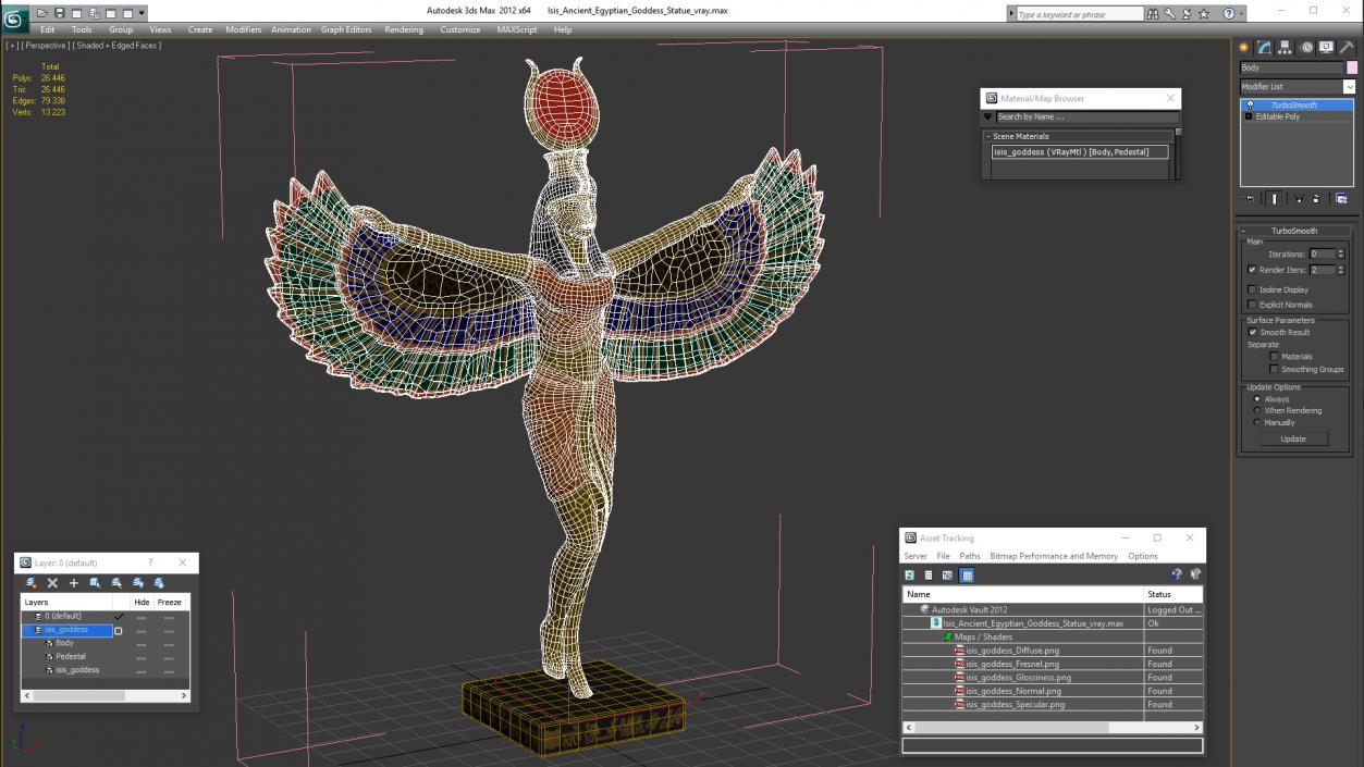 3D Isis Ancient Egyptian Goddess Statue