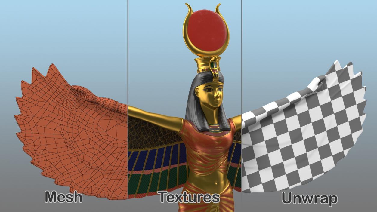 3D Isis Ancient Egyptian Goddess Statue