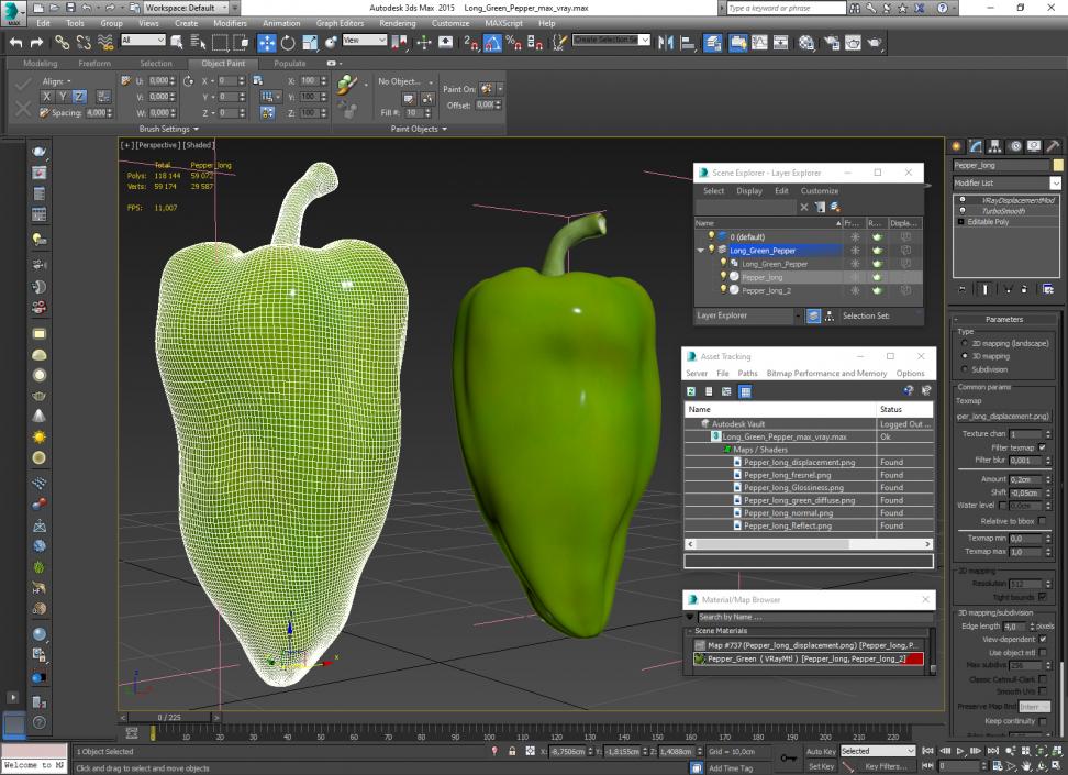 Long Green Pepper 3D